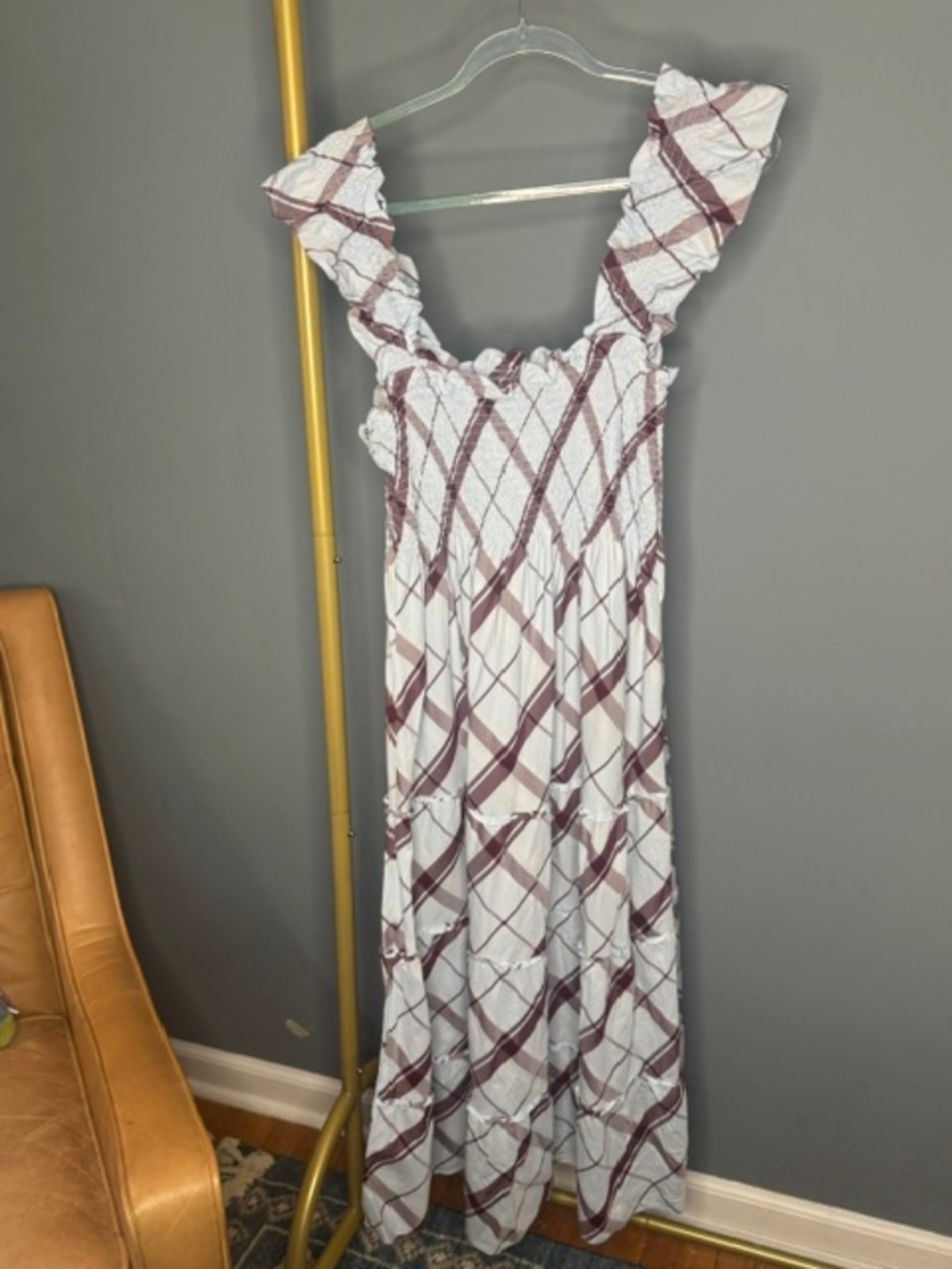 Hill House Home Plaid Smocked Nap Dress Size L